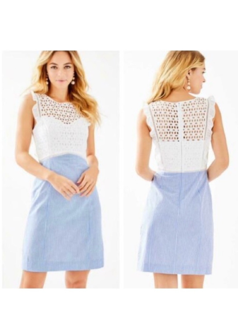Lilly Pulitzer Maya Shift Dress Coastal Blue Seersucker